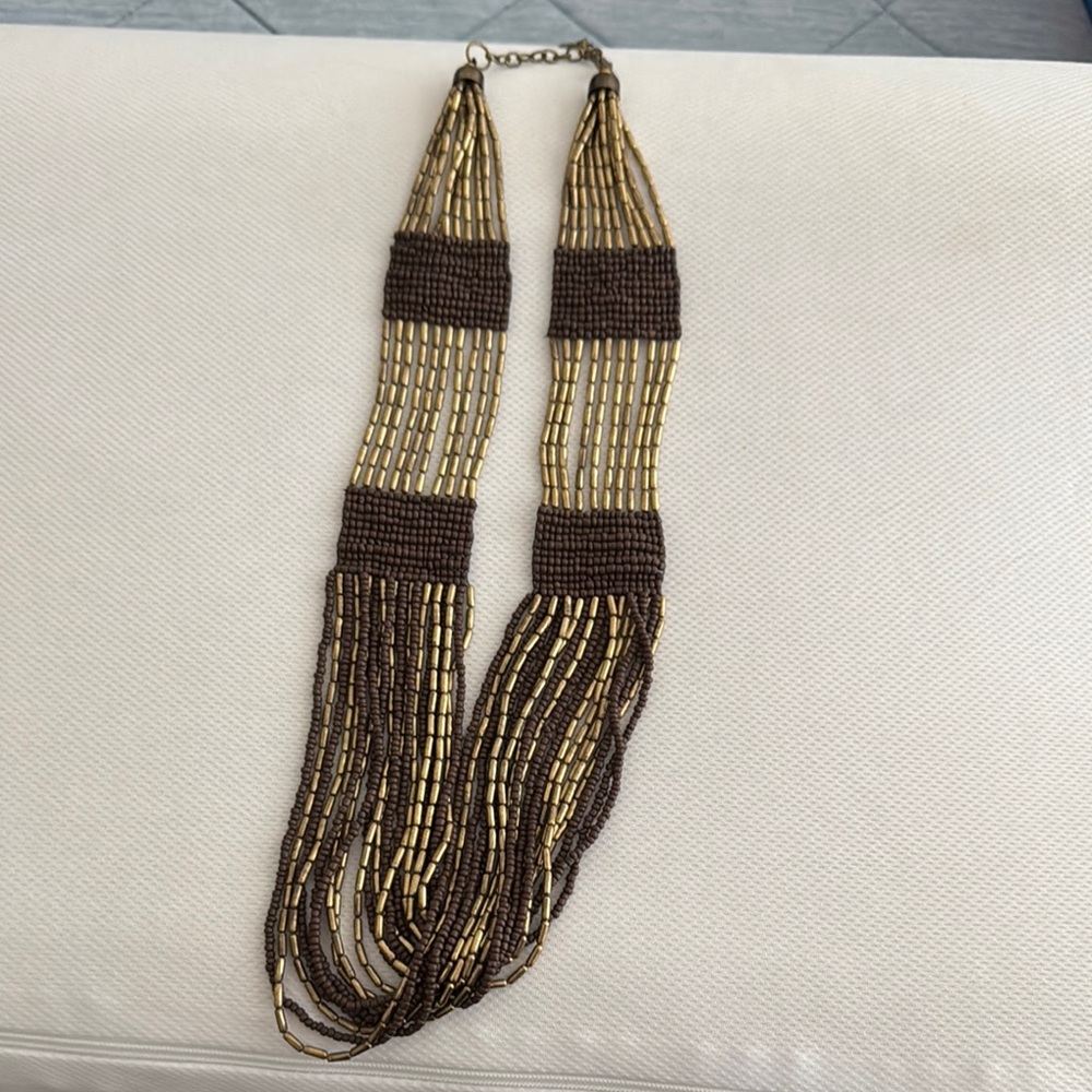 ZAD Gold and Brown Multi-Strand Necklace